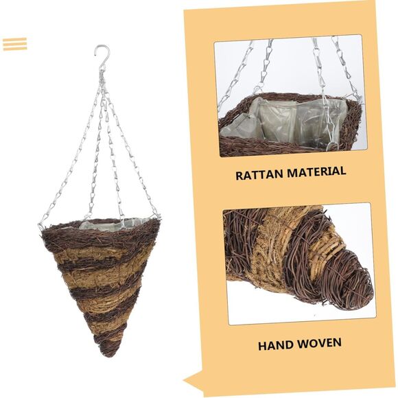 Hanging Planter Hanging Chain Basket Orchid Rattan Hanging Basket Indoor Outdoor - Picture 5 of 9